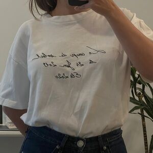 White cotton jacquemus oversized tee with black writing #oversized #jacquemus